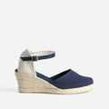 Espadrille compensée bleu marine en toile - 1