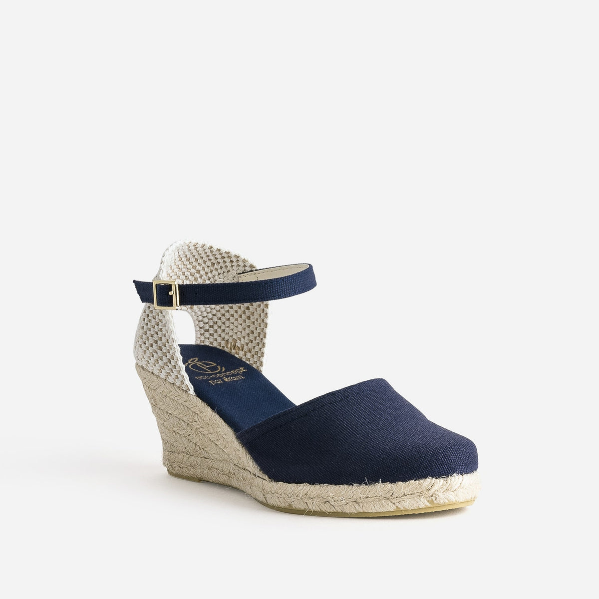 Espadrille compensée bleu marine en toile - 2