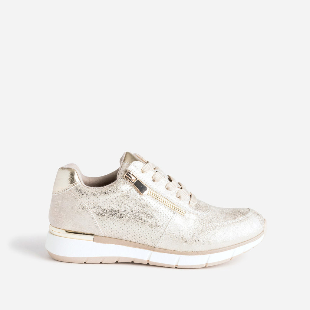 Tennis beige doré perforée - 1