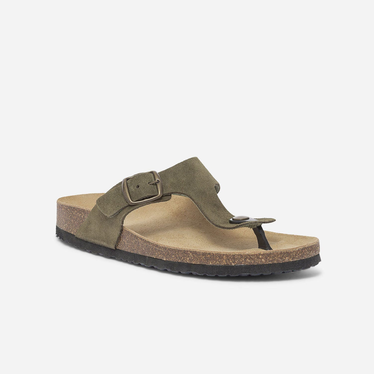 Tong anatomique kaki en cuir éco-conçu - 2