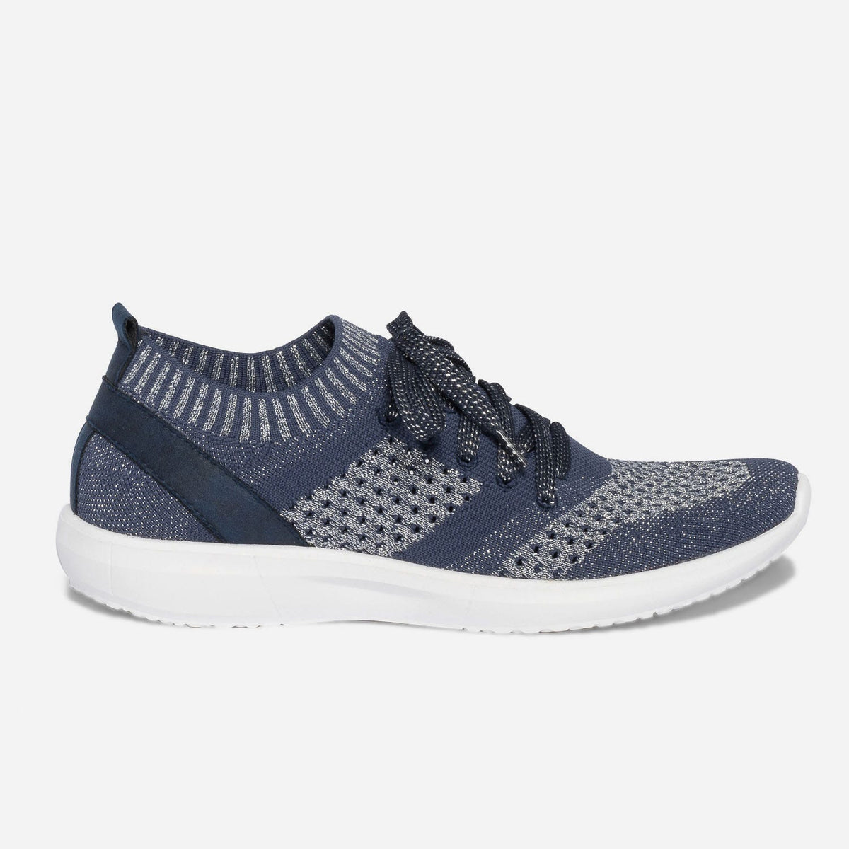 Tennis-chaussette bleue et argentée tricotée éco-conçue - 1
