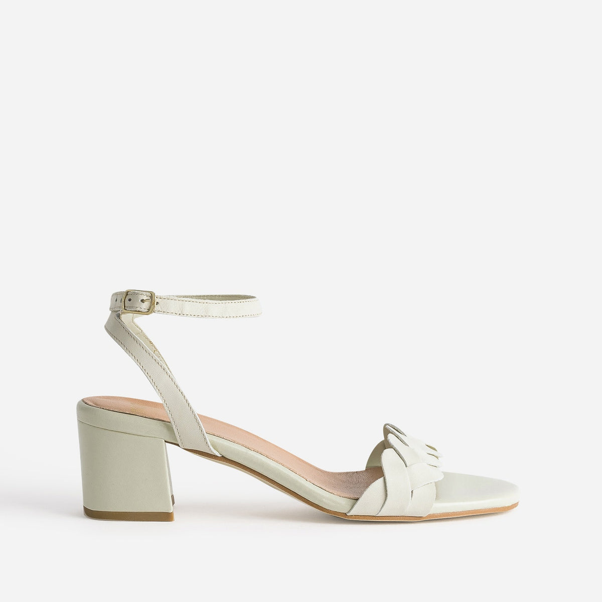 Sandale en cuir blanc cassé - 1