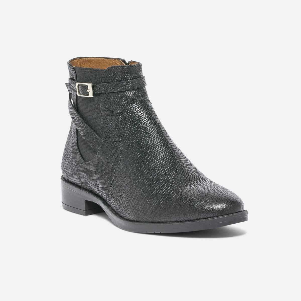 Chelsea boots ERAM FLEX noir cuir embossé à bride - 2