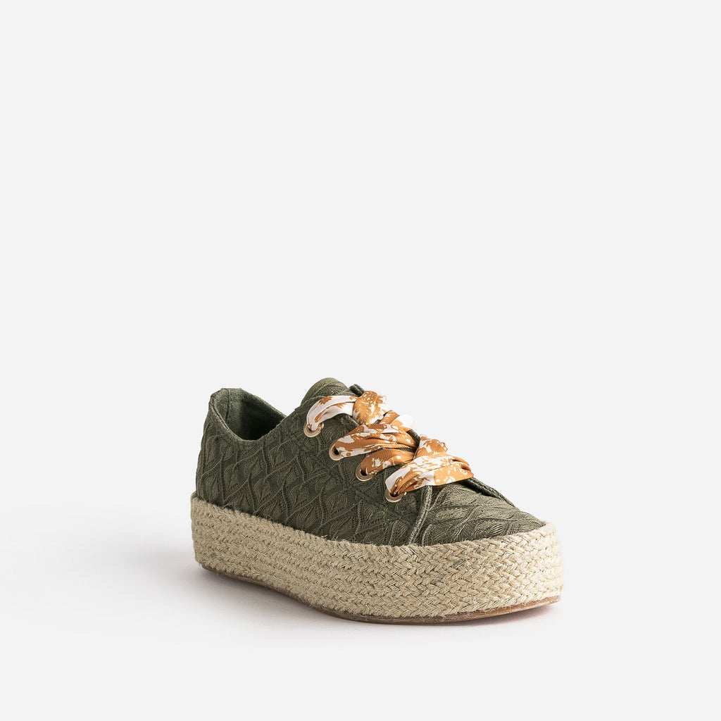 Tennis kaki en toile brodée dentelle éco-conçue - 2