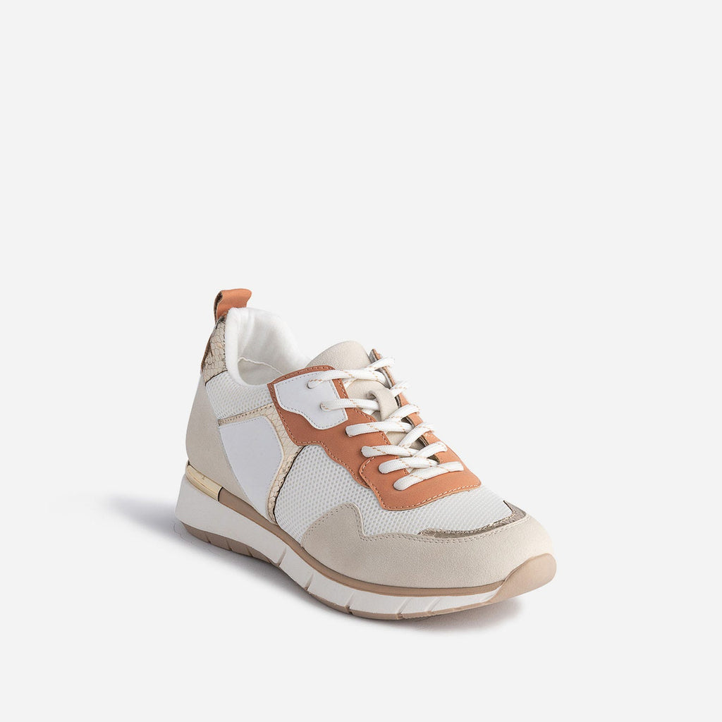 Tennis TEXTO blanche, beige, terracotta et or - 2