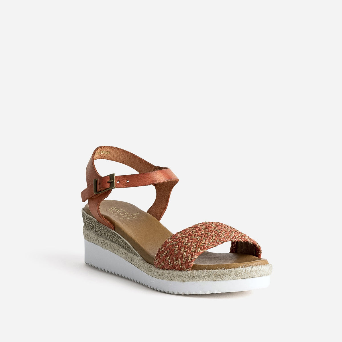 Sandale orange éco-conçue en cuir avec bride tressée - 2