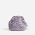 Pochette minaudière lilas en paille papier - 1
