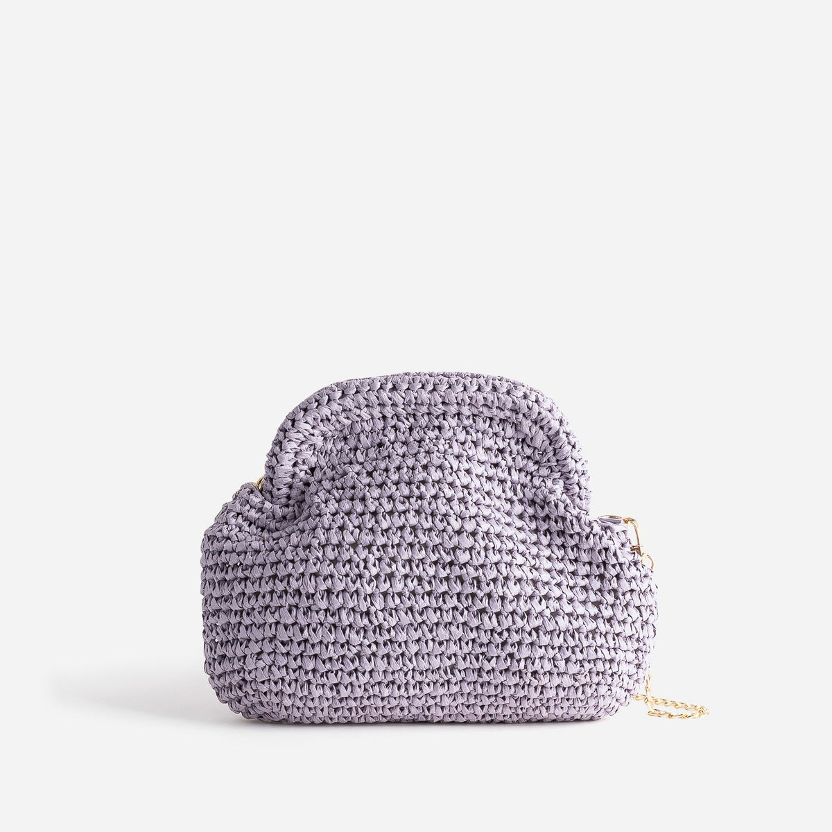 Pochette minaudière lilas en paille papier - 1