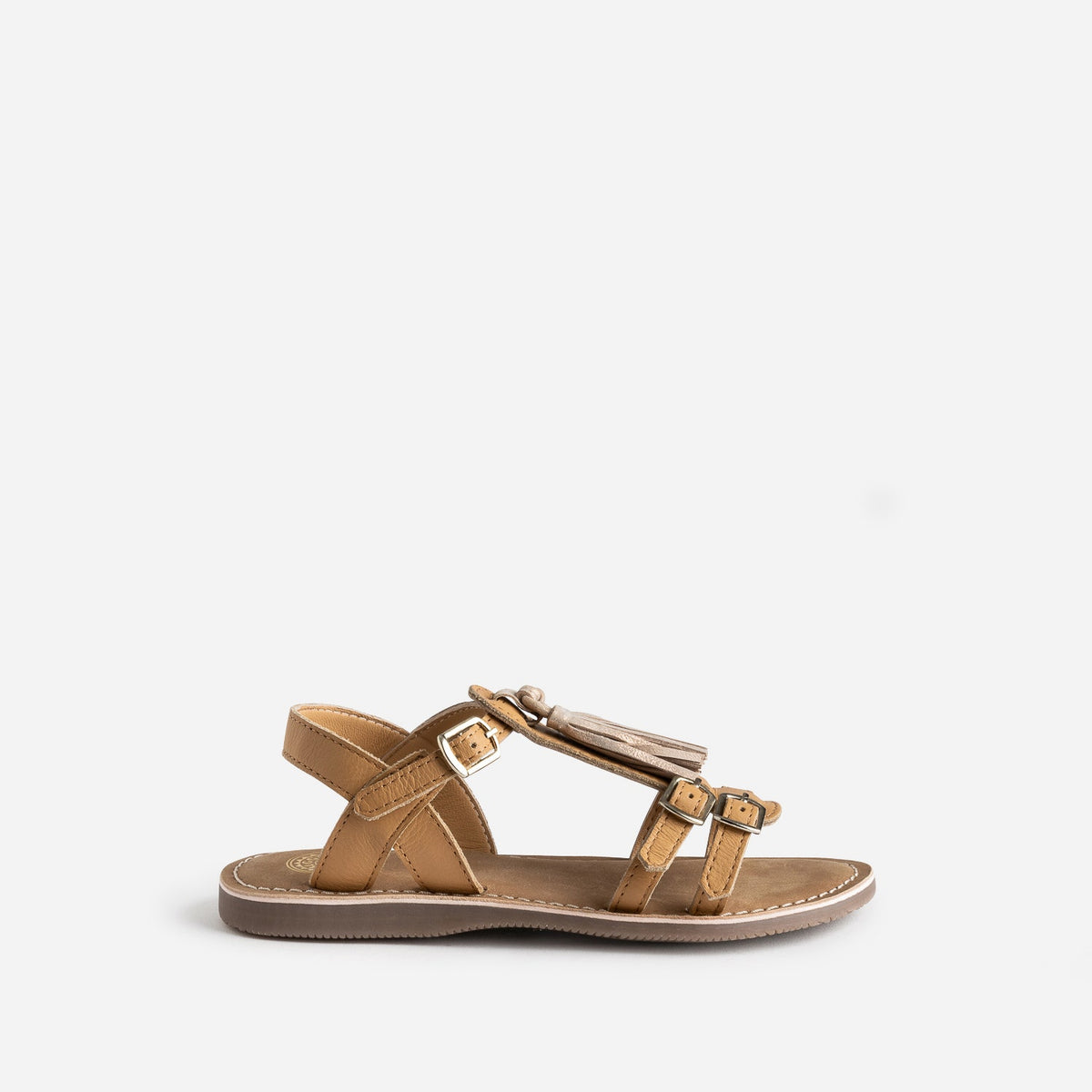 Sandale BUGGY marron cuir pampilles amovibles - 1