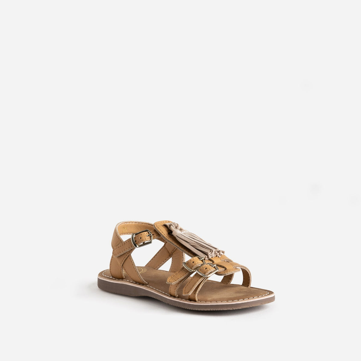 Sandale BUGGY marron cuir pampilles amovibles - 2
