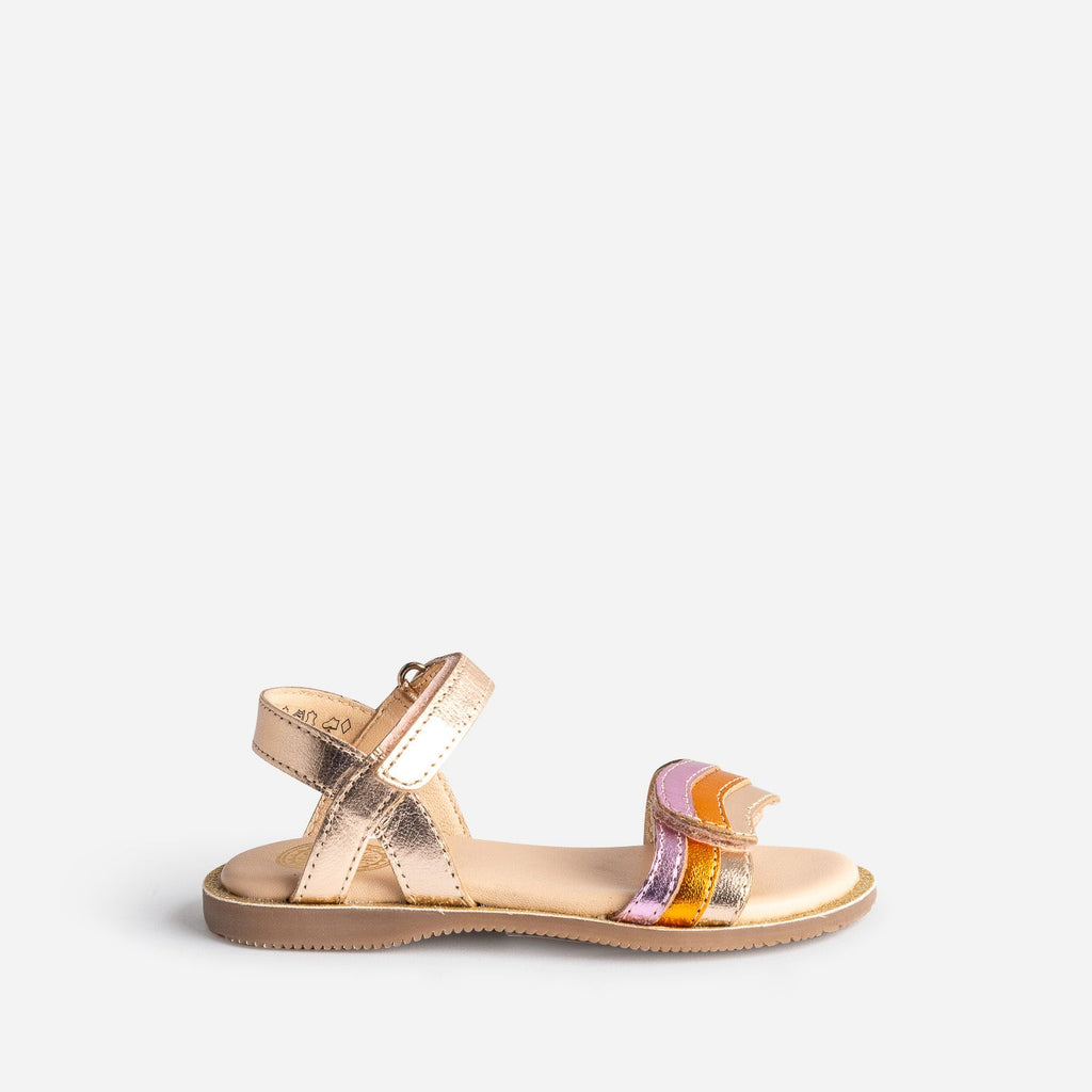 Sandale BUGGY dorée cuir bride tricolore - 1