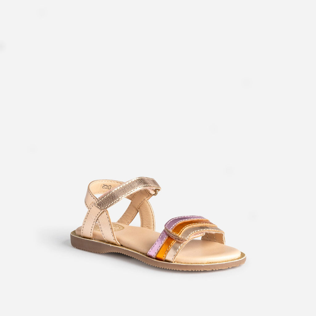 Sandale BUGGY dorée cuir bride tricolore - 2