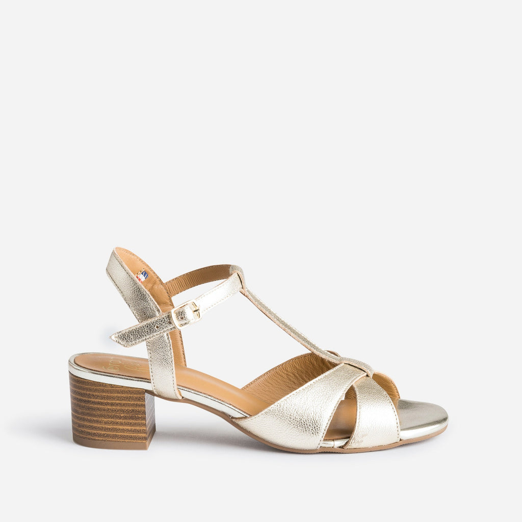 Sandale-salomé ERAM FLEX dorée en cuir - 1