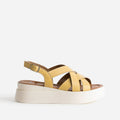 Sandale compensée TEXTO banana cream en cuir - 1
