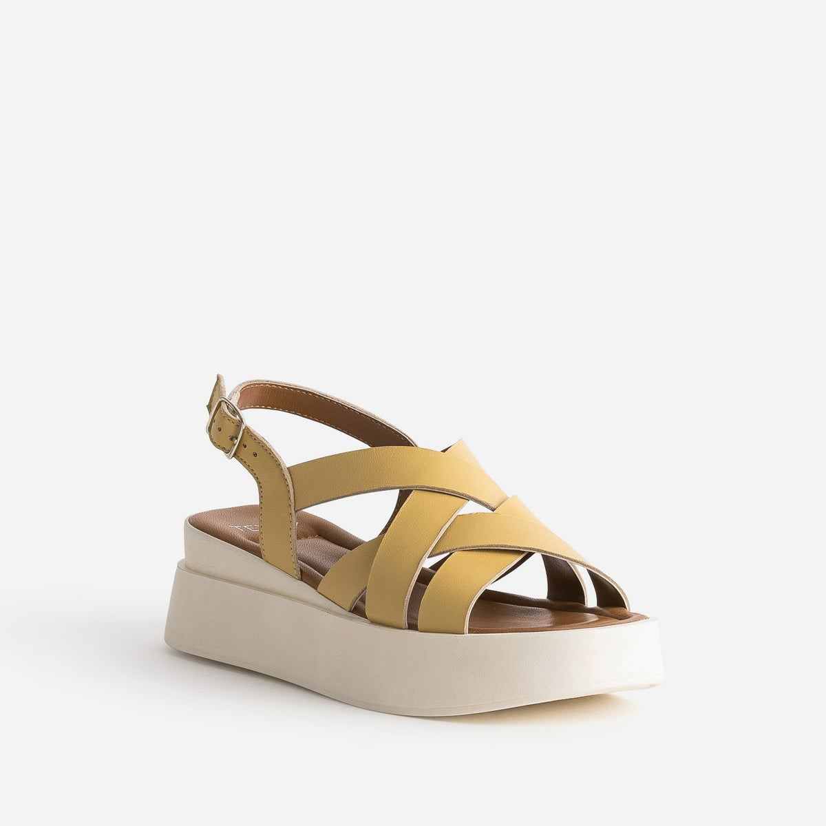 Sandale compensée TEXTO banana cream en cuir - 2