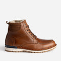 Boots cranté fourré en cuir cognac - 1