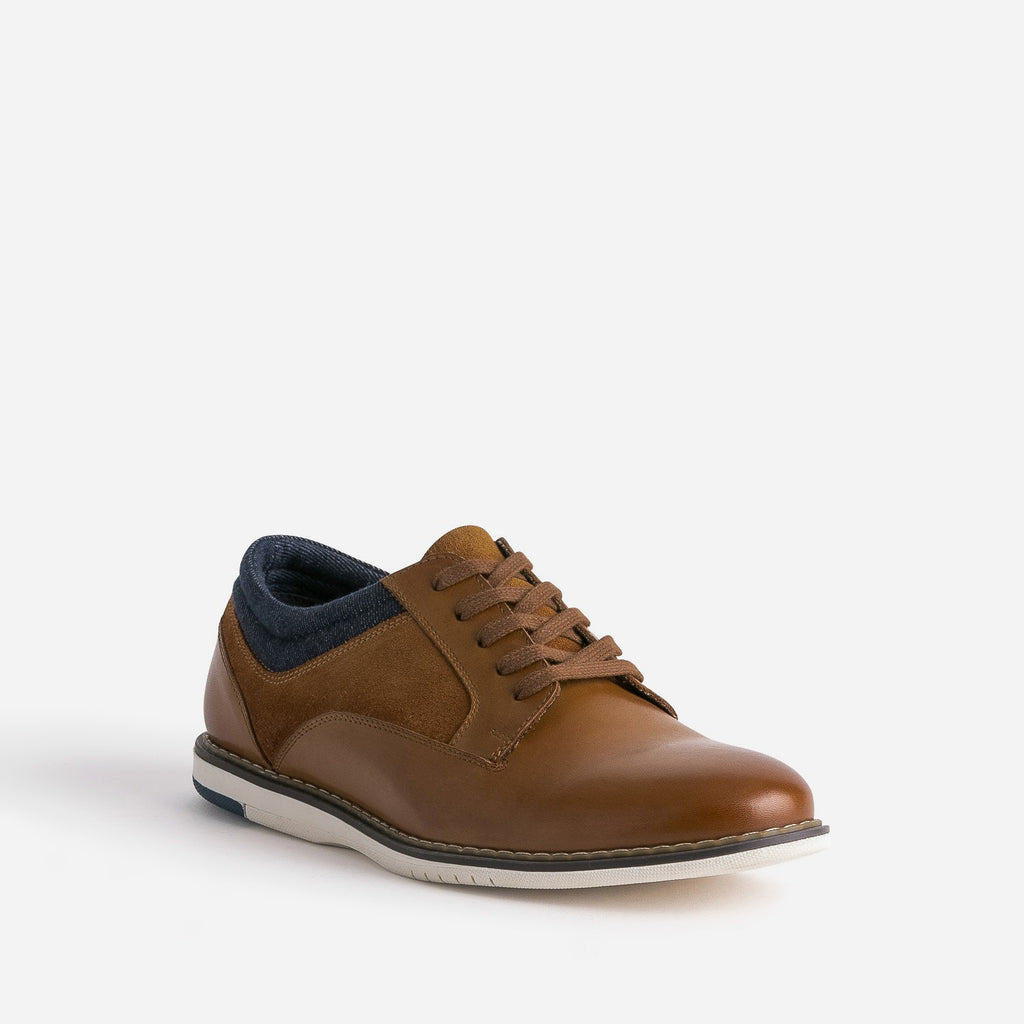 Derby confort camel mix cuir et textile - 2