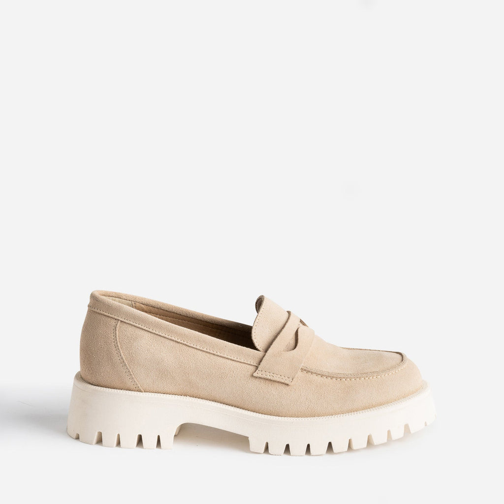 Mocassin TEXTO beige cuir velours cranté - 1