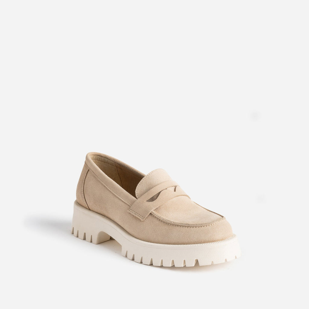 Mocassin TEXTO beige cuir velours cranté - 2