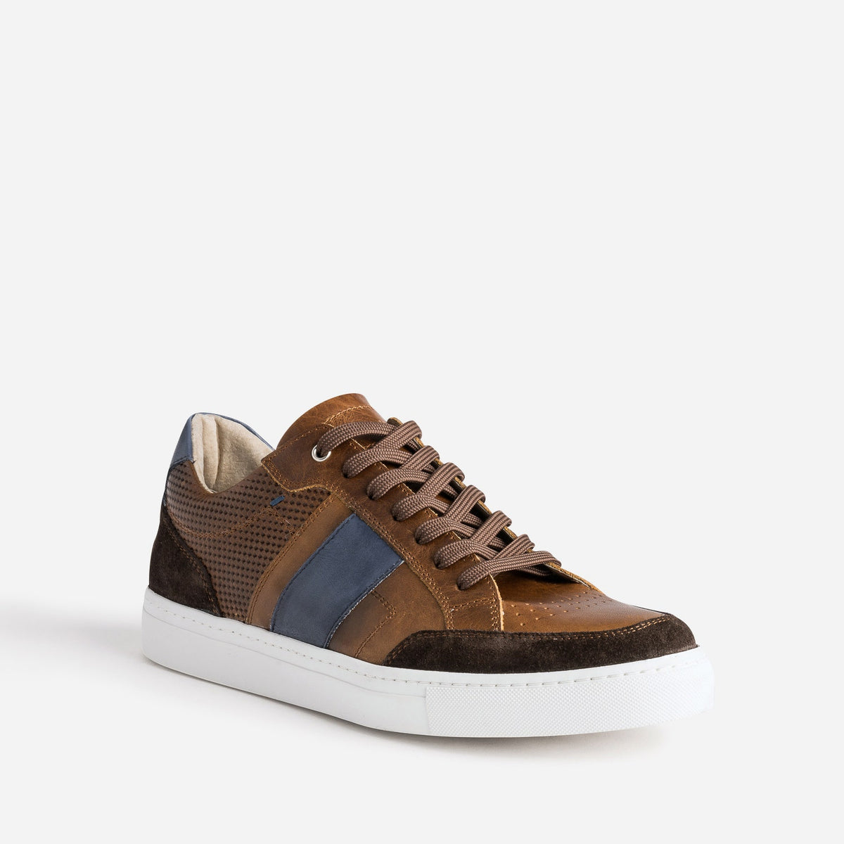 Tennis cognac en cuir détails couleurs - 2