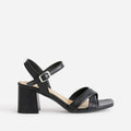 Sandale noire cuir à talon - 1