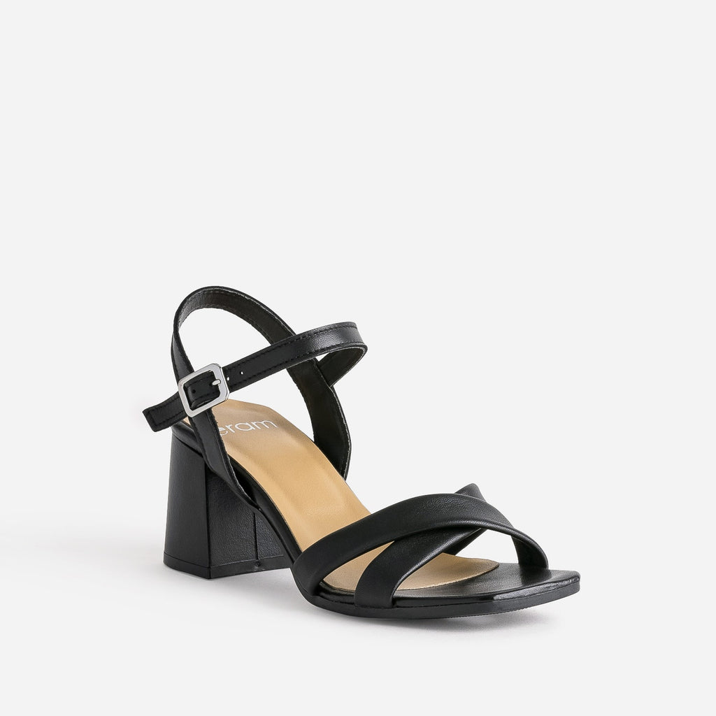 Sandale noire cuir à talon - 2