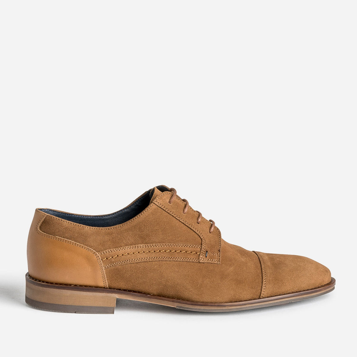 Derby cognac cuir velours éco-conçu - 1