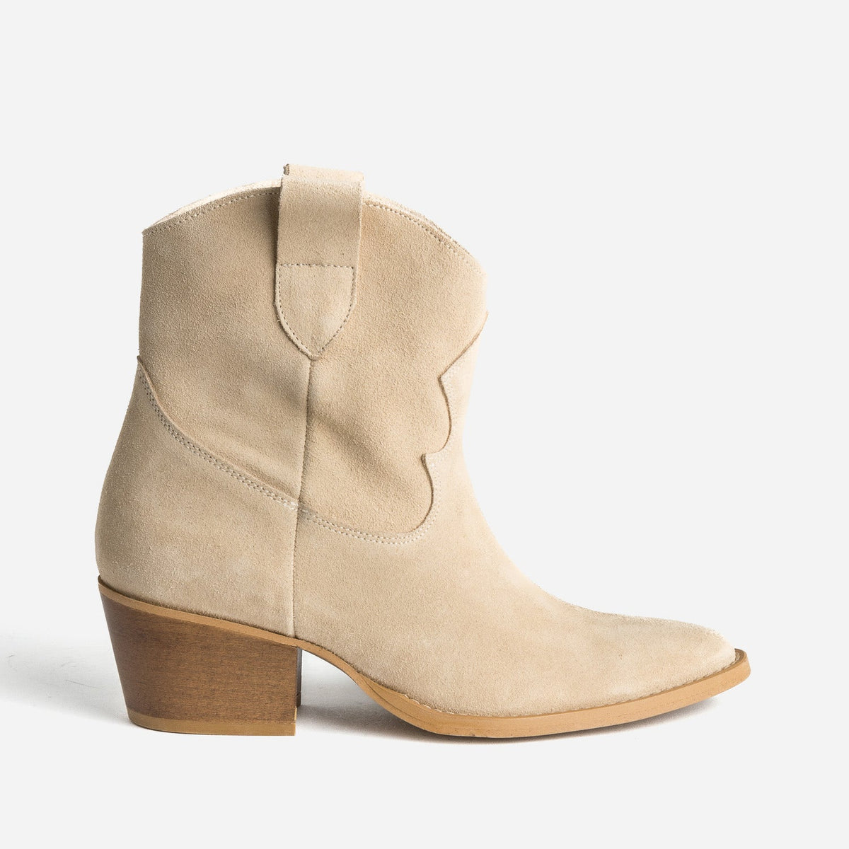 Boots Western TEXTO beige cuir velours éco-conçu - 1