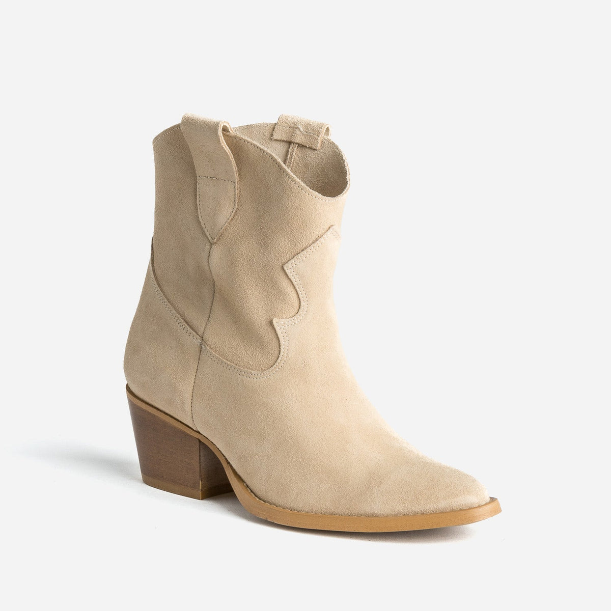 Boots Western TEXTO beige cuir velours éco-conçu - 2