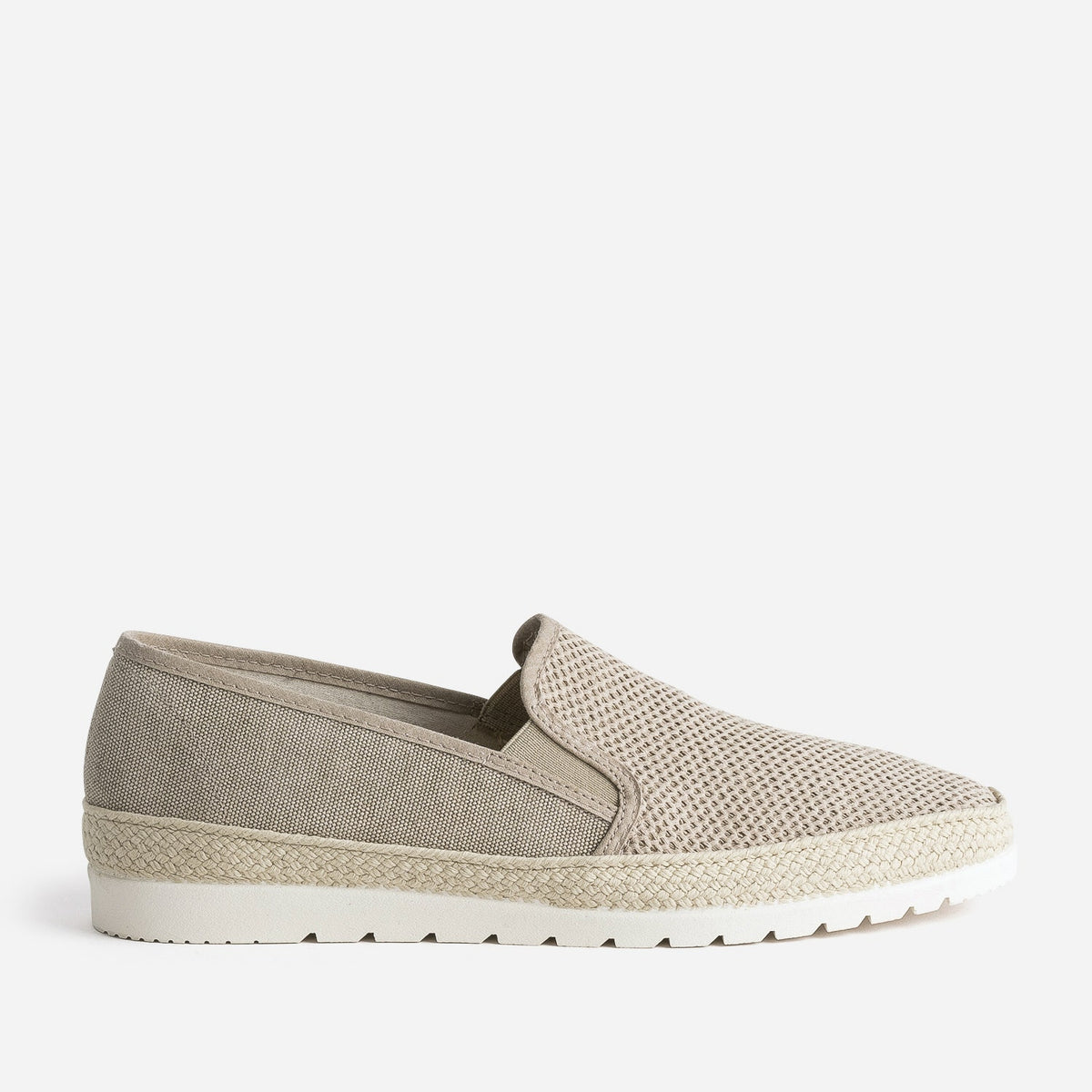 Slip-on beige en toile bi-matière - 1
