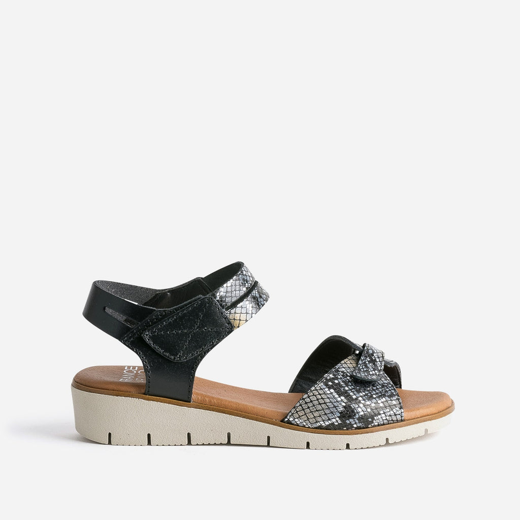 Sandale FRANCE ARNO noire cuir effet python - 1