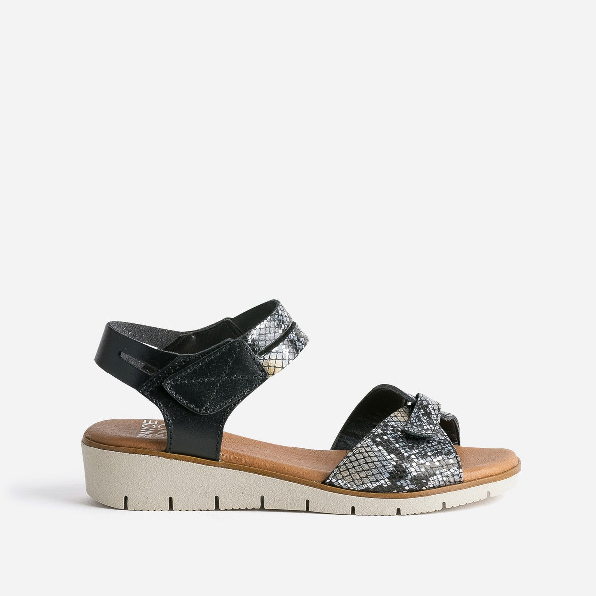 Sandale FRANCE ARNO noire cuir effet python - 1
