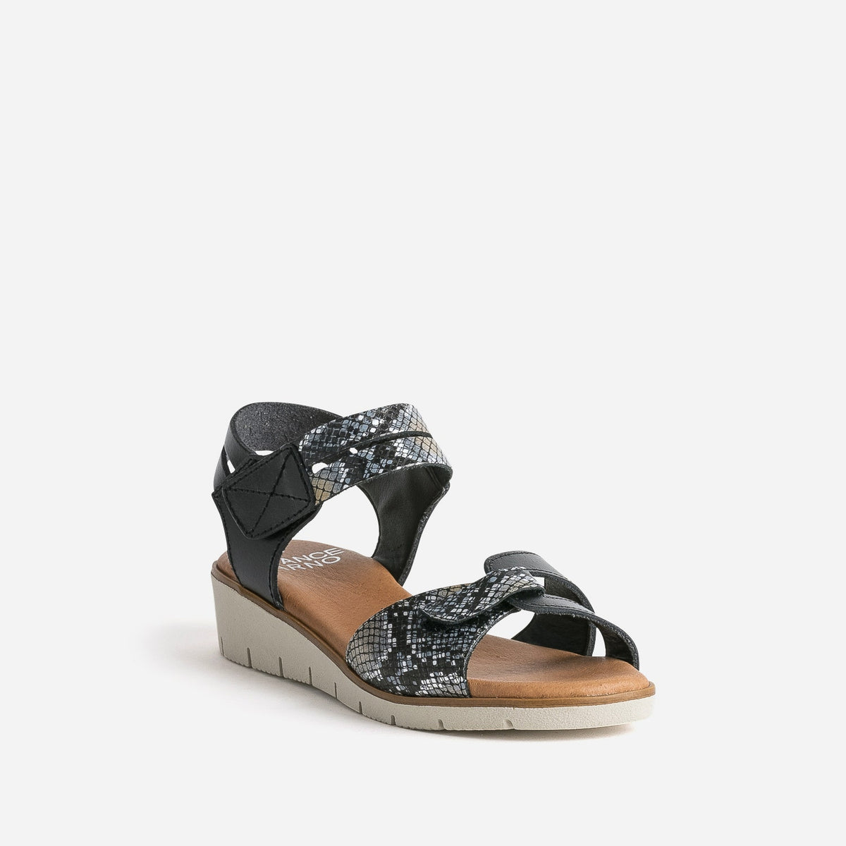 Sandale FRANCE ARNO noire cuir effet python - 2