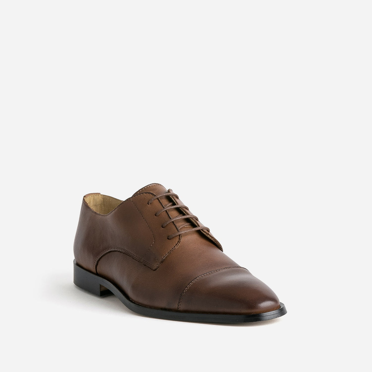 Derby noir cuir bout droit - 4