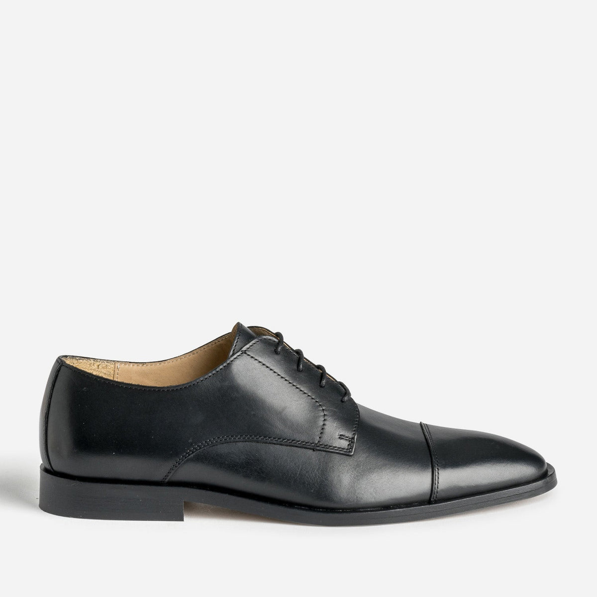 Derby noir cuir bout droit - 1