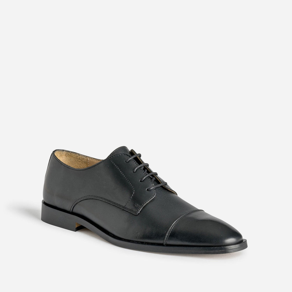 Derby noir cuir bout droit - 2