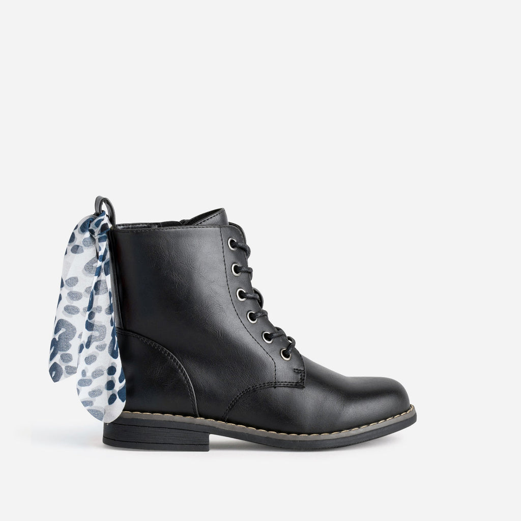 Bottine BUGGY noir cuir détails rubans - 1