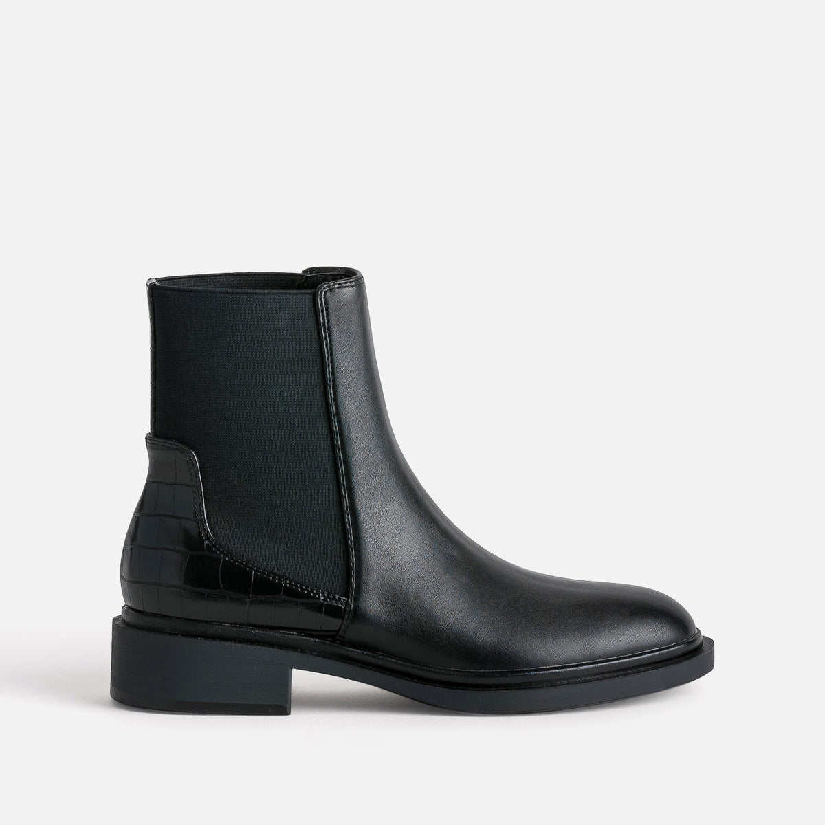 Chelsea boots noir détail effet croco - 1