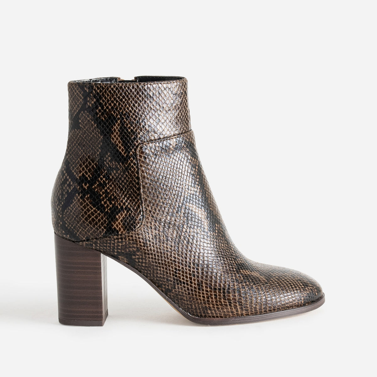 Boots marron imprimé effet python - 1