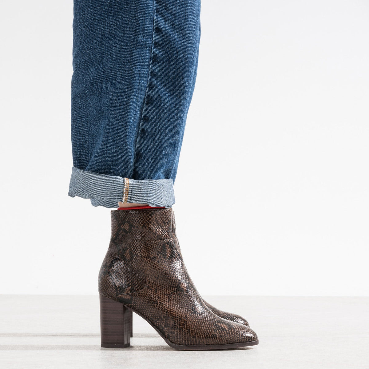 Boots marron imprimé effet python - 2