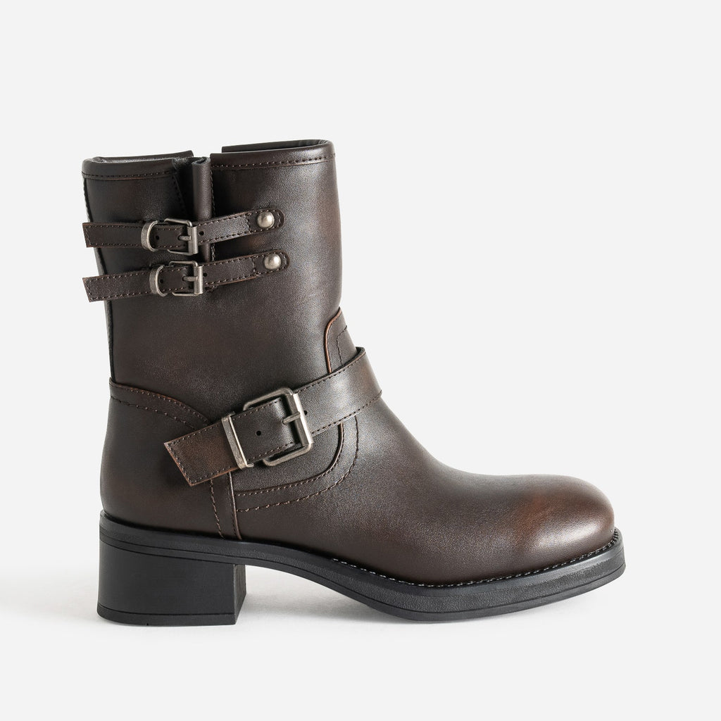 Boots marron esprit motard - 1
