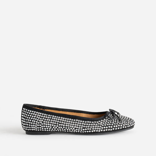 Ballerine noire décor strass - 1