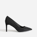 Escarpin stiletto noir décor strass noir - 1
