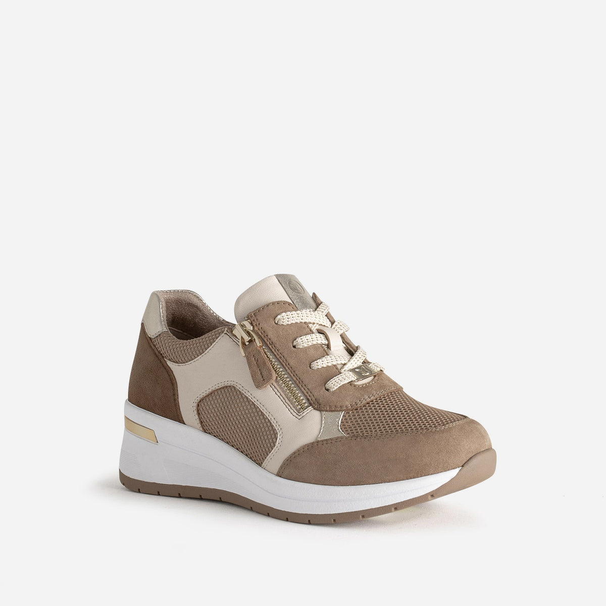 Tennis CAPRICE beige et doré bi-matière - 2