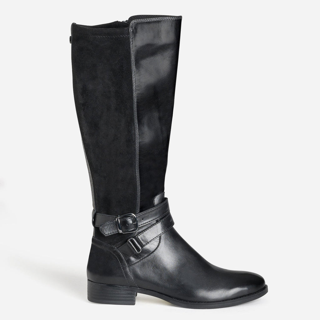 Botte CAPRICE noire bi-matière double bride - 1