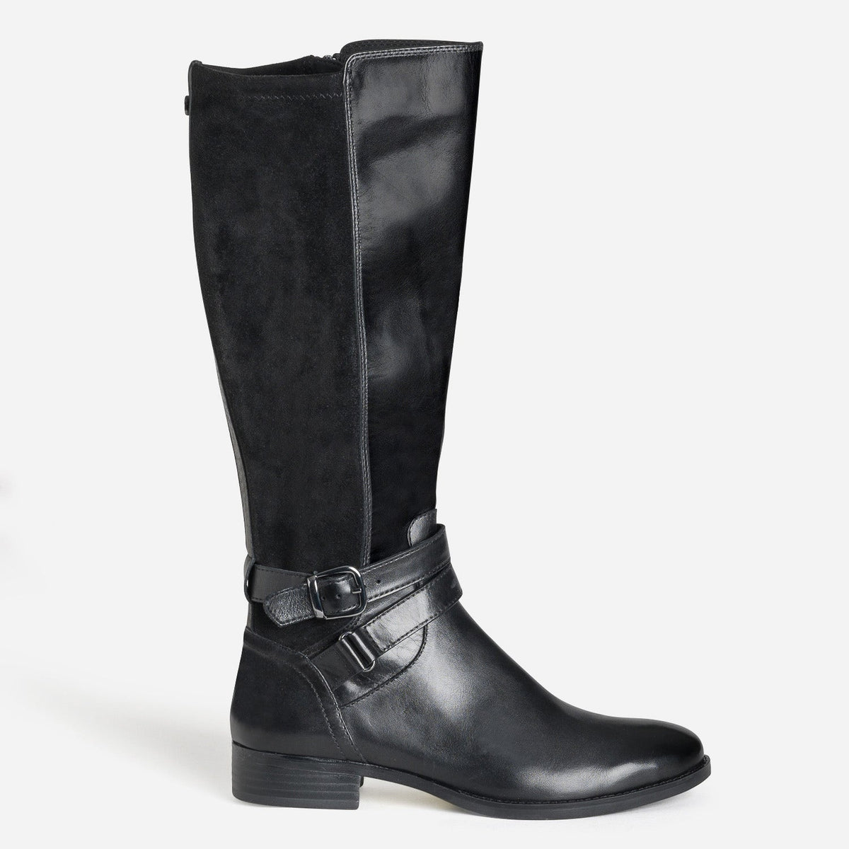 Botte CAPRICE noire bi-matière double bride - 1