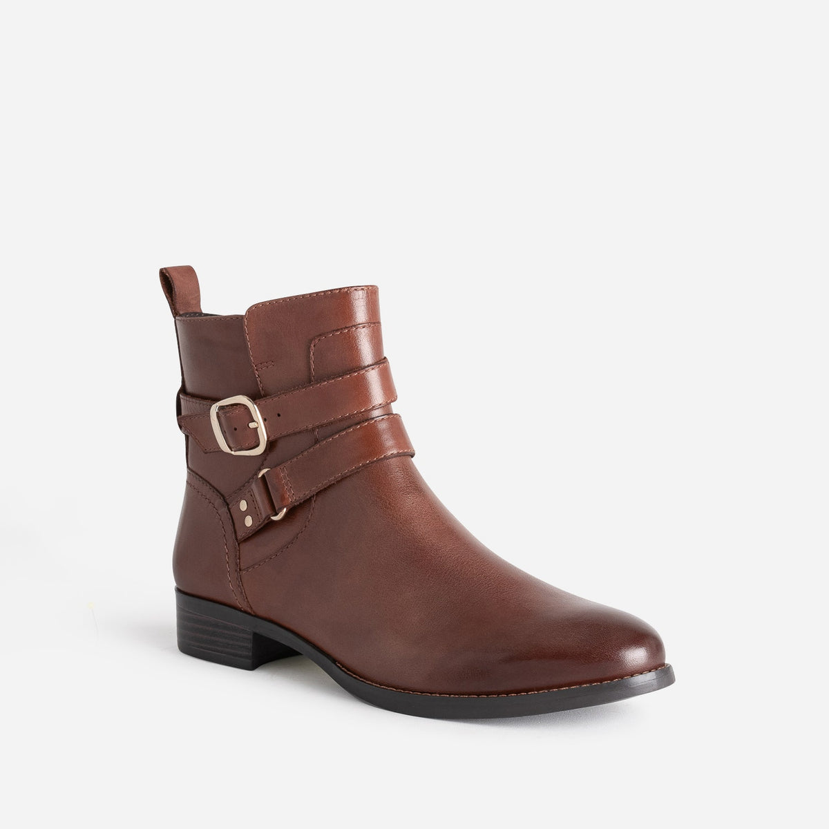 Boots CAPRICE cognac en cuir double bride - 2