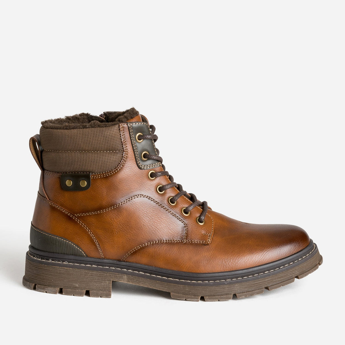 Boots à lacet marron fourré - 1