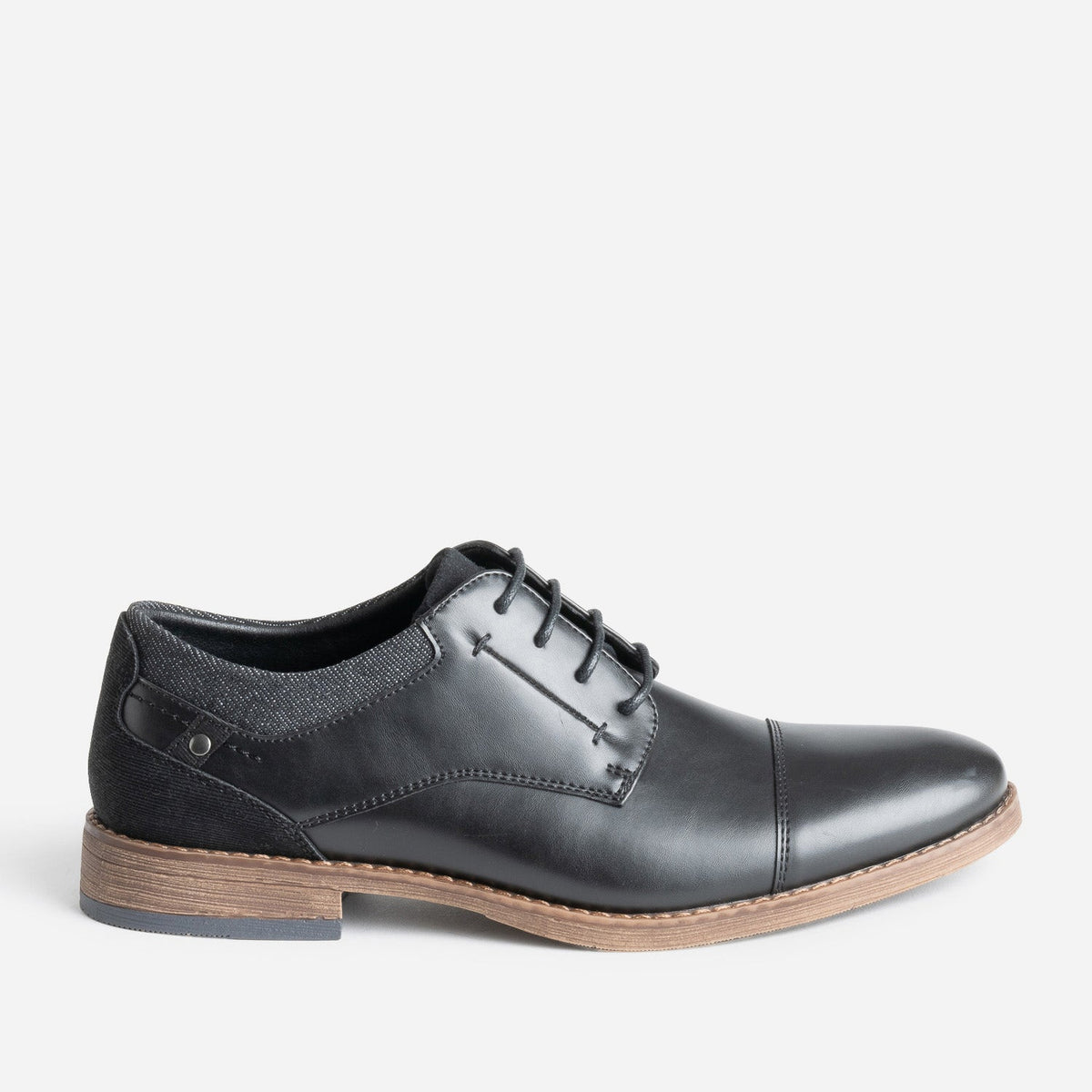 Derby noir bordé denim - 1