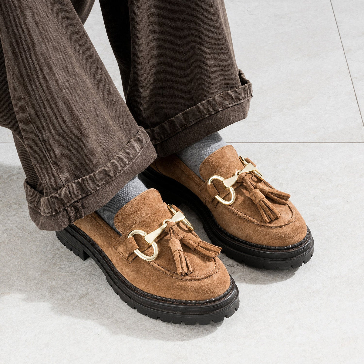 Mocassin TEXTO camel cuir velours - 2